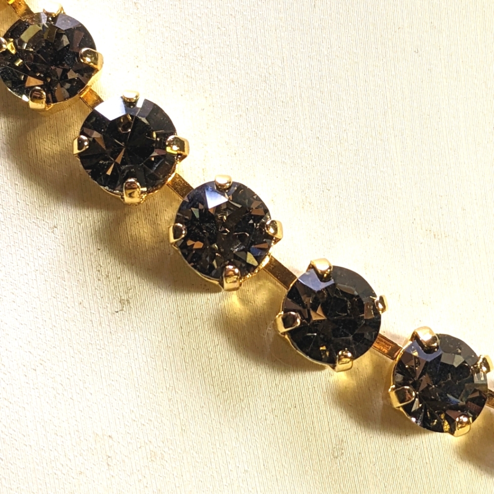Black Diamond Crystal Necklace in 14k Gold Plated or Sterling Silver Plated-new - Picture 5 of 8